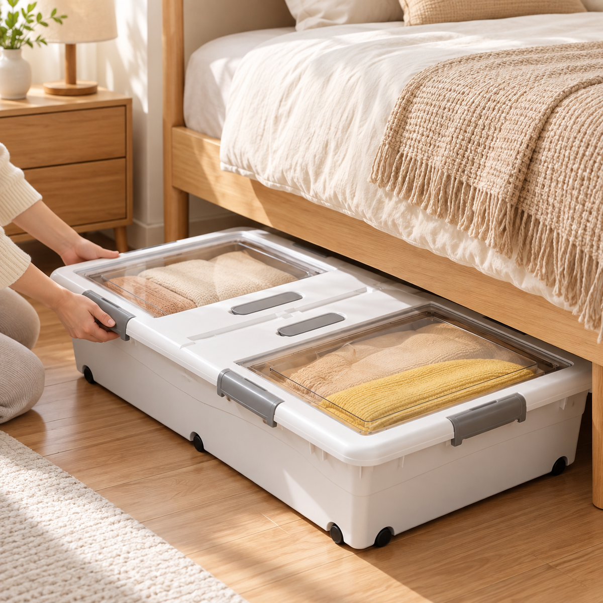 đź§ş Underbed Storage Box | Plastic Bedroom | Families Rolling Organization
