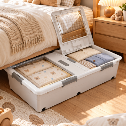 🧺 Underbed Storage Box | Plastic Bedroom | Families Rolling Organization