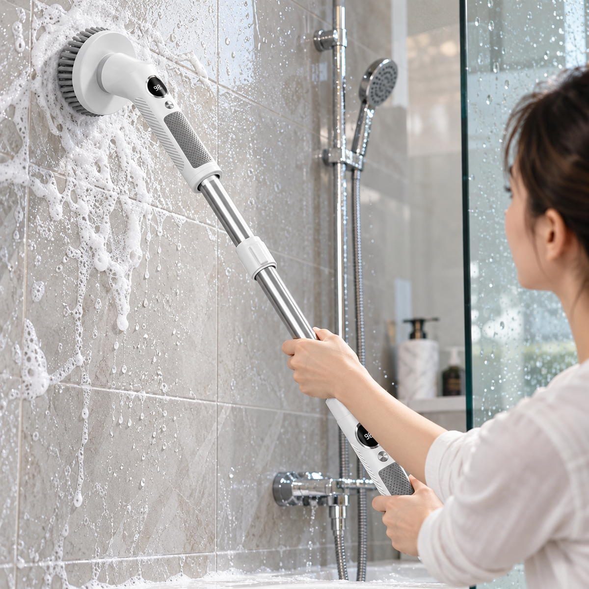 🧼 Electric Scrubber | ABS Steel Bathroom | Families Extendable Cleaning