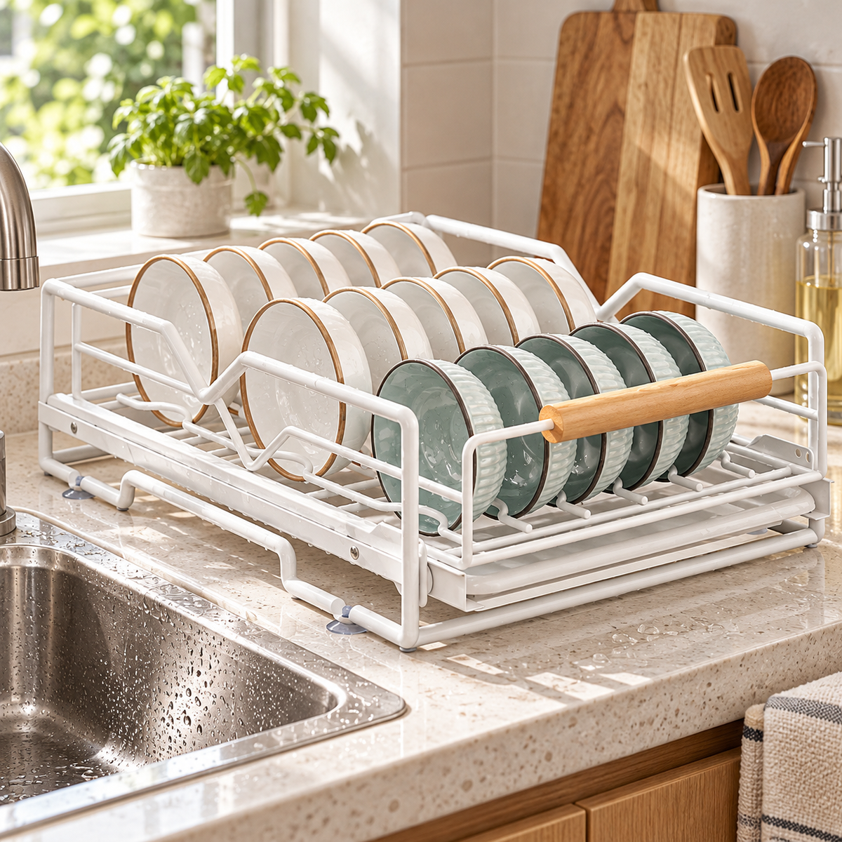 🍽️ Pull-Out Dish Rack | Steel Cabinet | Families Sliding Storage