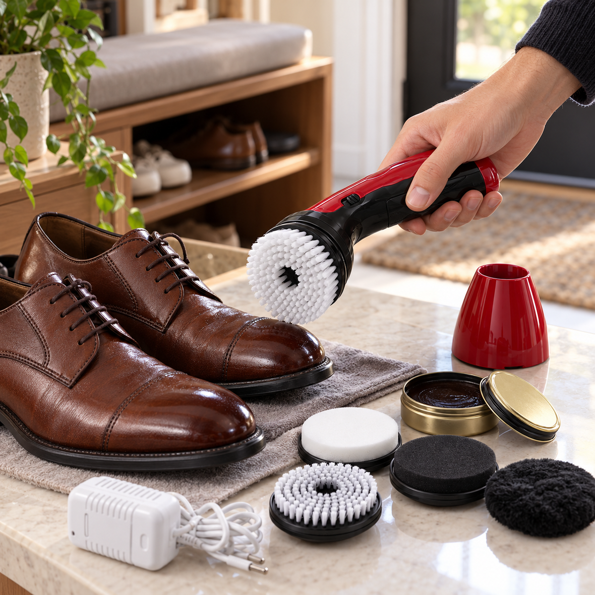👞 Electric Shoe Polisher | Plastic Home | Professionals Multi-Brush Shine