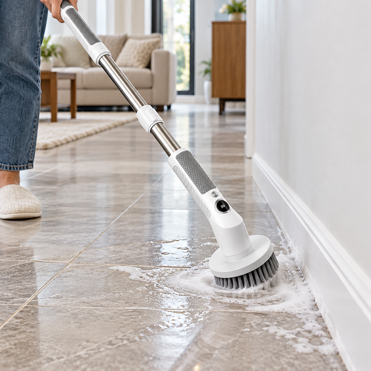 🧼 Electric Scrubber | ABS Steel Bathroom | Families Extendable Cleaning