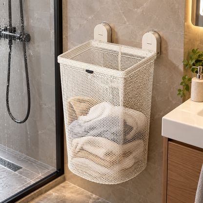 🧺 Laundry Hamper | Mesh Bathroom Wall | Families Foldable Suction