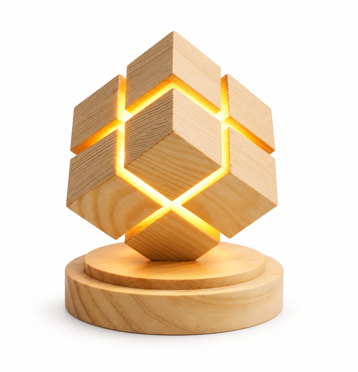 🧊 Cube Night Light | Rubberwood Bedroom | Couples Geometric Glow