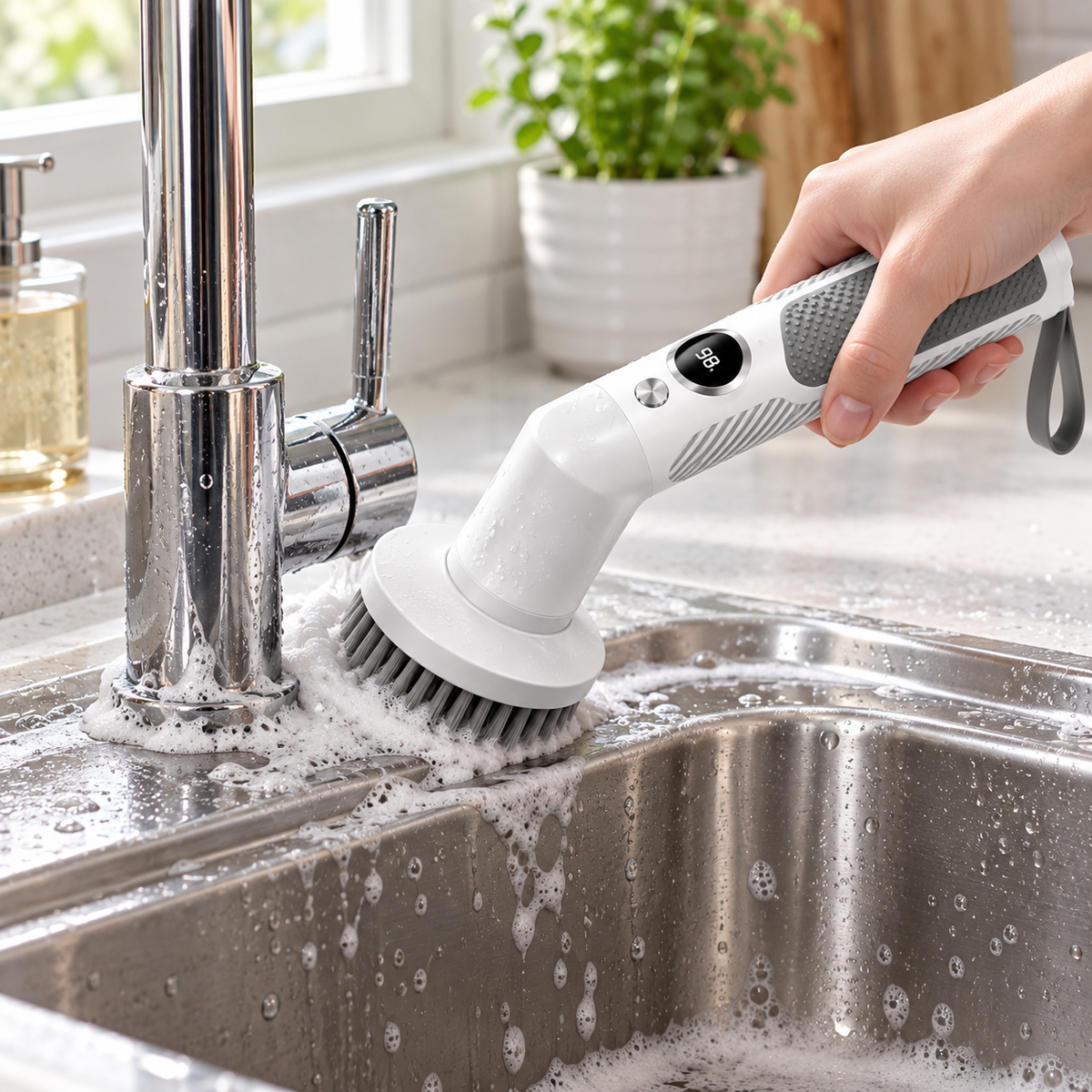 🧼 Electric Scrubber | ABS Steel Bathroom | Families Extendable Cleaning